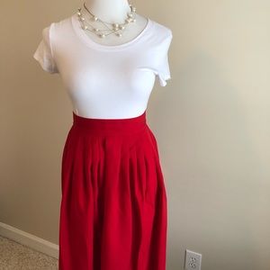 Red Pleated Skirt